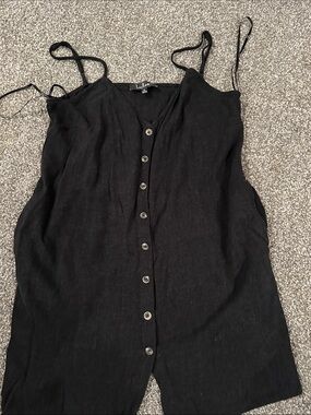 Lulu's Black Button-Front Spaghetti Strap Dress